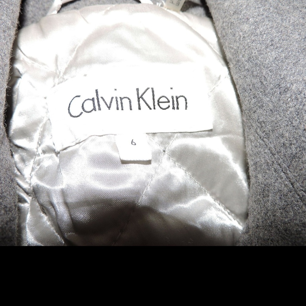 Calvin Klein Coat Gray Wool Blend Hooded Peacoat 6 - Picture 3 of 5